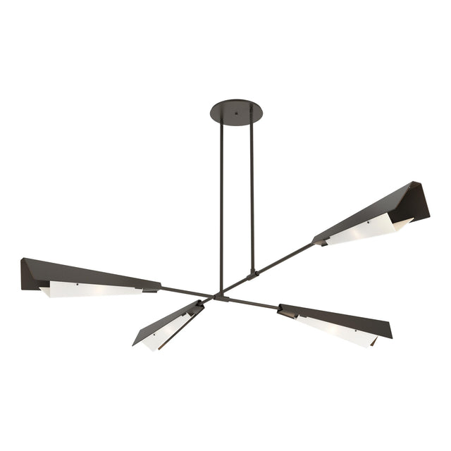 Hubbardton Forge 2024 Dark Smoke Dark Smoke White Art Glass (BB) Multi Vertex Large Pendant/Semi-Flush