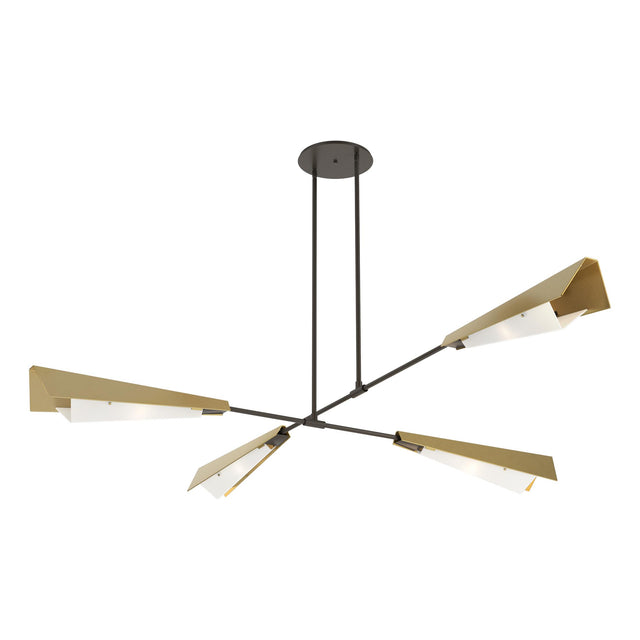 Hubbardton Forge 2024 Dark Smoke Modern Brass White Art Glass (BB) Multi Vertex Large Pendant/Semi-Flush