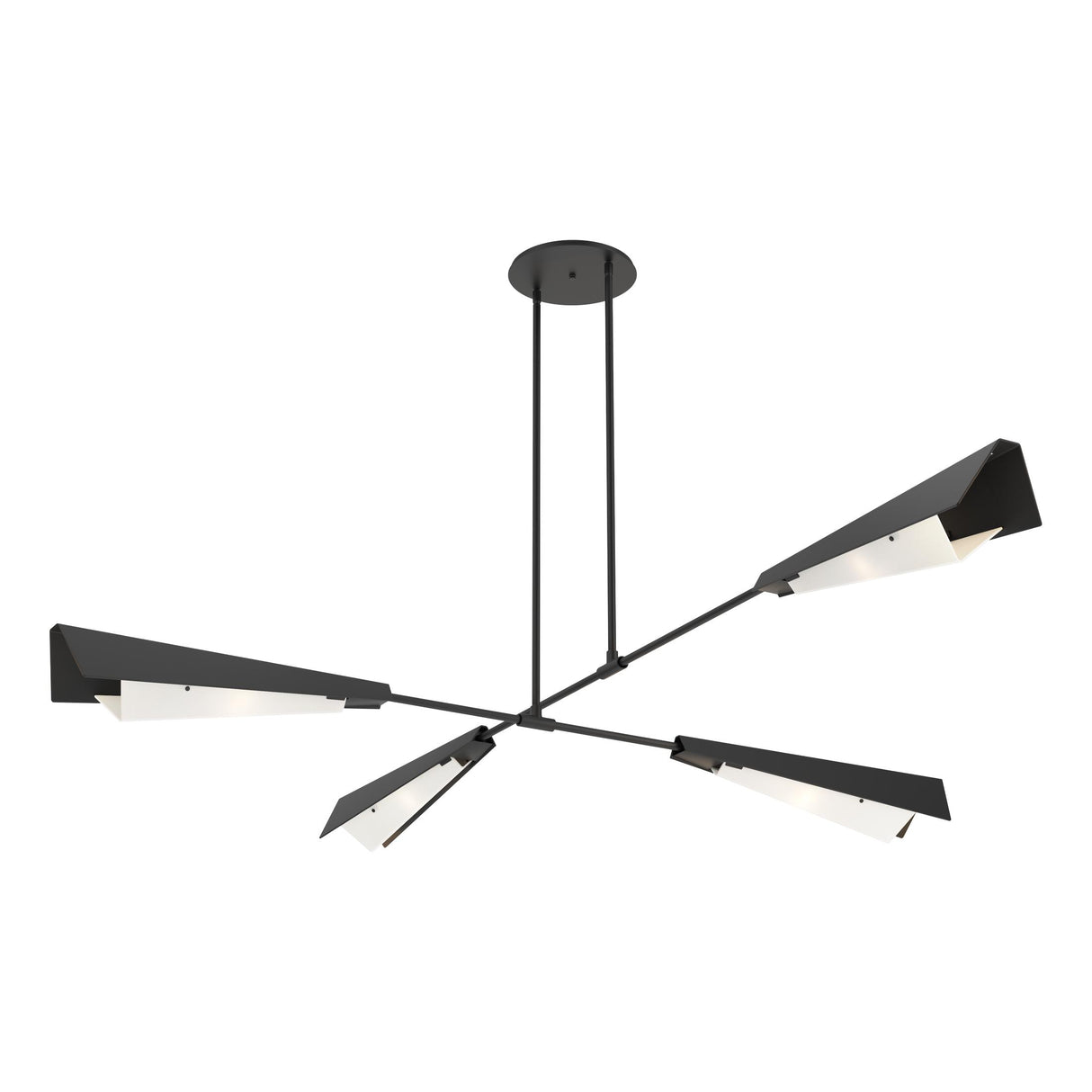 Hubbardton Forge 2024 Black Black White Art Glass (BB) Multi Vertex Large Pendant/Semi-Flush