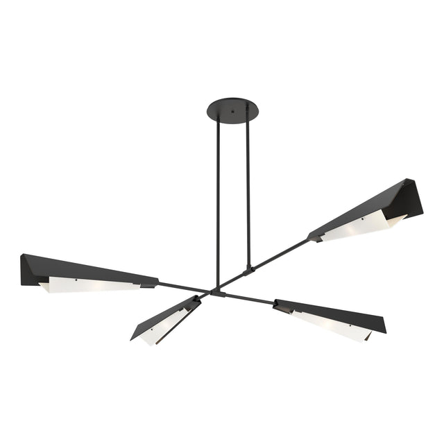 Hubbardton Forge 2024 Black Black White Art Glass (BB) Multi Vertex Large Pendant/Semi-Flush