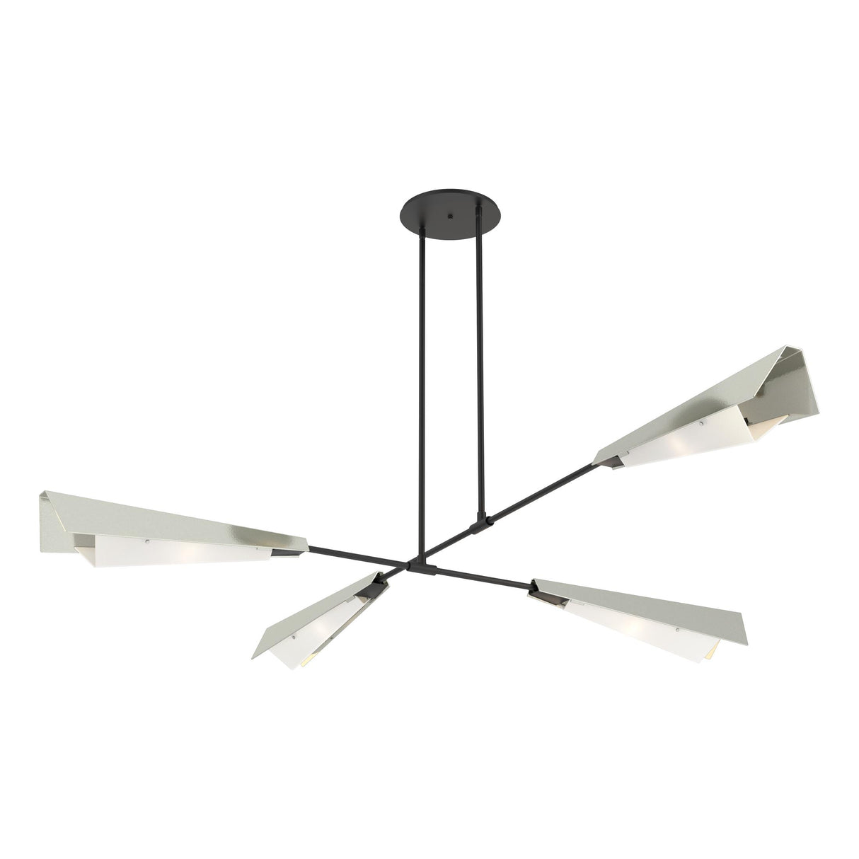 Hubbardton Forge 2024 Black Sterling White Art Glass (BB) Multi Vertex Large Pendant/Semi-Flush