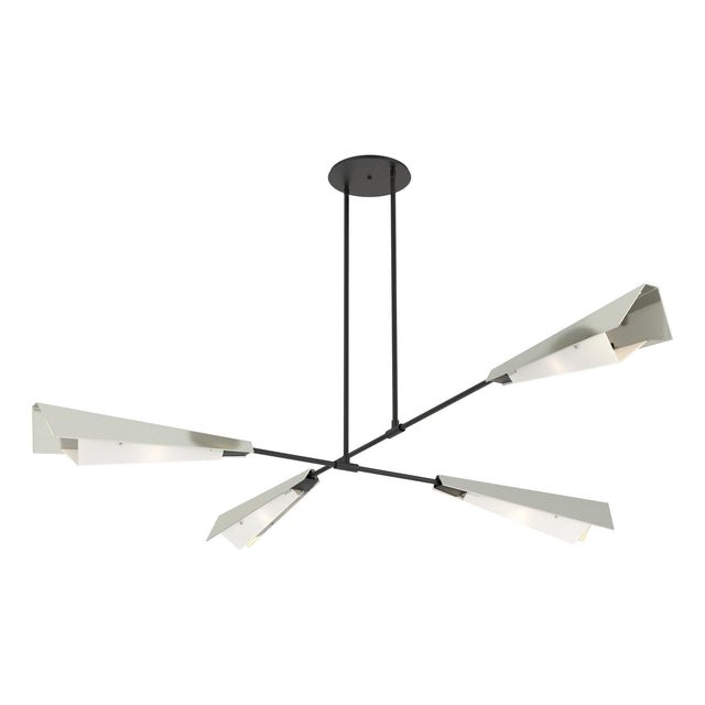 Hubbardton Forge 2024 Black Sterling White Art Glass (BB) Multi Vertex Large Pendant/Semi-Flush