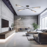 Hubbardton Forge 2024 Black Sterling White Art Glass (BB) Multi Vertex Large Pendant/Semi-Flush