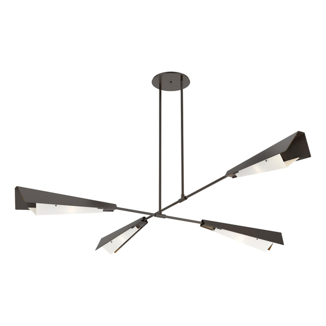 Hubbardton Forge 2024 Oil Rubbed Bronze Oil Rubbed Bronze White Art Glass (BB) Multi Vertex Large Pendant/Semi-Flush