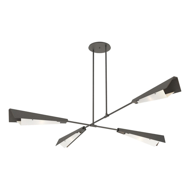 Hubbardton Forge 2024 Natural Iron Natural Iron White Art Glass (BB) Multi Vertex Large Pendant/Semi-Flush