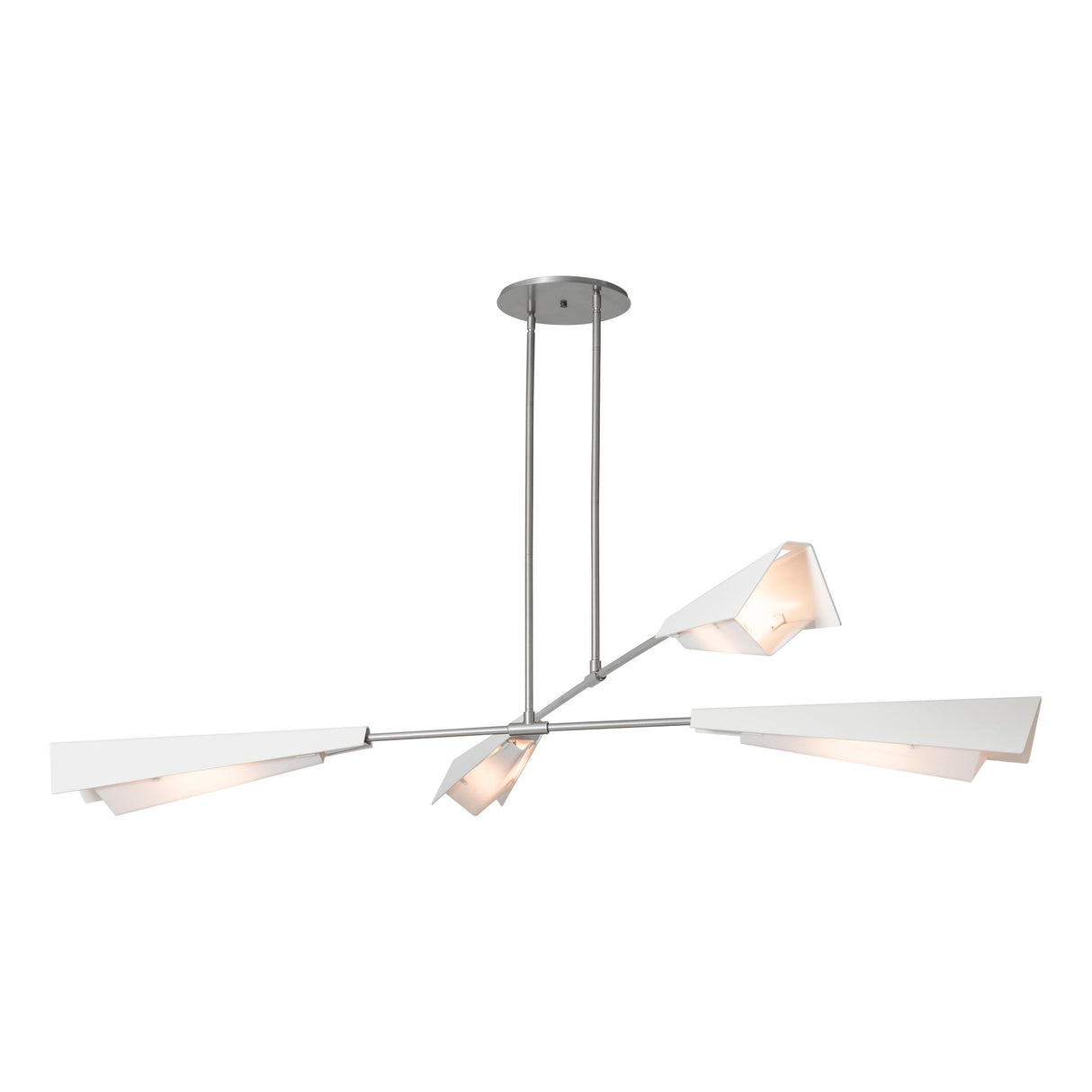 Hubbardton Forge 2024 Vintage Platinum White White Art Glass (BB) Multi Vertex Large Pendant/Semi-Flush
