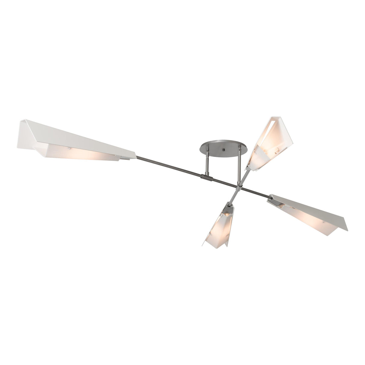 Hubbardton Forge 2024 Vintage Platinum White White Art Glass (BB) Multi Vertex Large Pendant/Semi-Flush