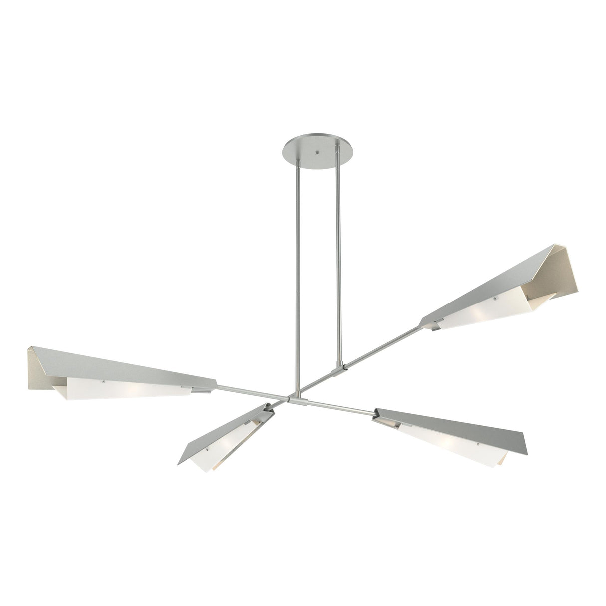 Hubbardton Forge 2024 Vintage Platinum Vintage Platinum White Art Glass (BB) Multi Vertex Large Pendant/Semi-Flush