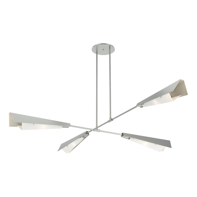 Hubbardton Forge 2024 Vintage Platinum Vintage Platinum White Art Glass (BB) Multi Vertex Large Pendant/Semi-Flush