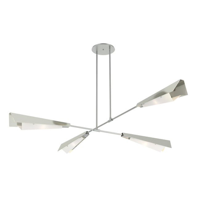 Hubbardton Forge 2024 Vintage Platinum Sterling White Art Glass (BB) Multi Vertex Large Pendant/Semi-Flush