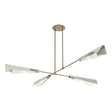 Hubbardton Forge 2024 Soft Gold Sterling White Art Glass (BB) Multi Vertex Large Pendant/Semi-Flush