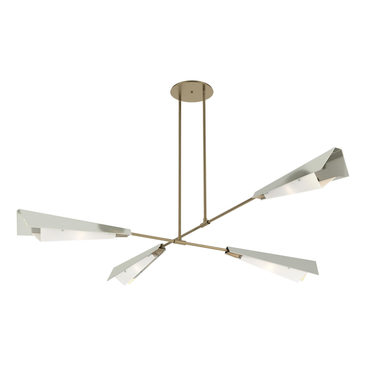 Hubbardton Forge 2024 Soft Gold Sterling White Art Glass (BB) Multi Vertex Large Pendant/Semi-Flush