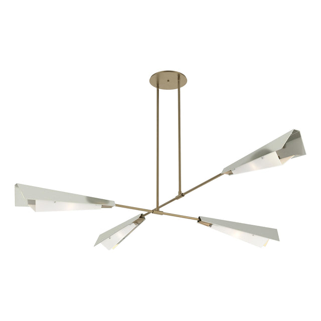 Hubbardton Forge 2024 Soft Gold Sterling White Art Glass (BB) Multi Vertex Large Pendant/Semi-Flush