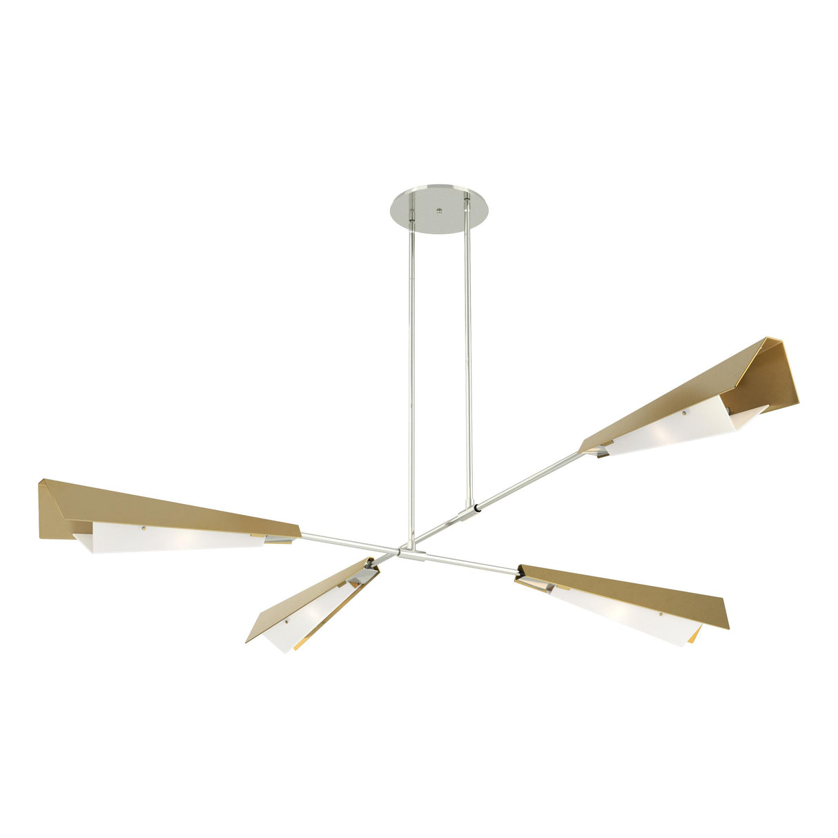 Hubbardton Forge 2024 Sterling Modern Brass White Art Glass (BB) Multi Vertex Large Pendant/Semi-Flush