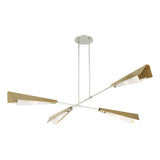 Hubbardton Forge 2024 Sterling Modern Brass White Art Glass (BB) Multi Vertex Large Pendant/Semi-Flush