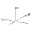 Hubbardton Forge 2024 Modern Brass Sterling White Art Glass (BB) Multi Vertex Large Pendant/Semi-Flush