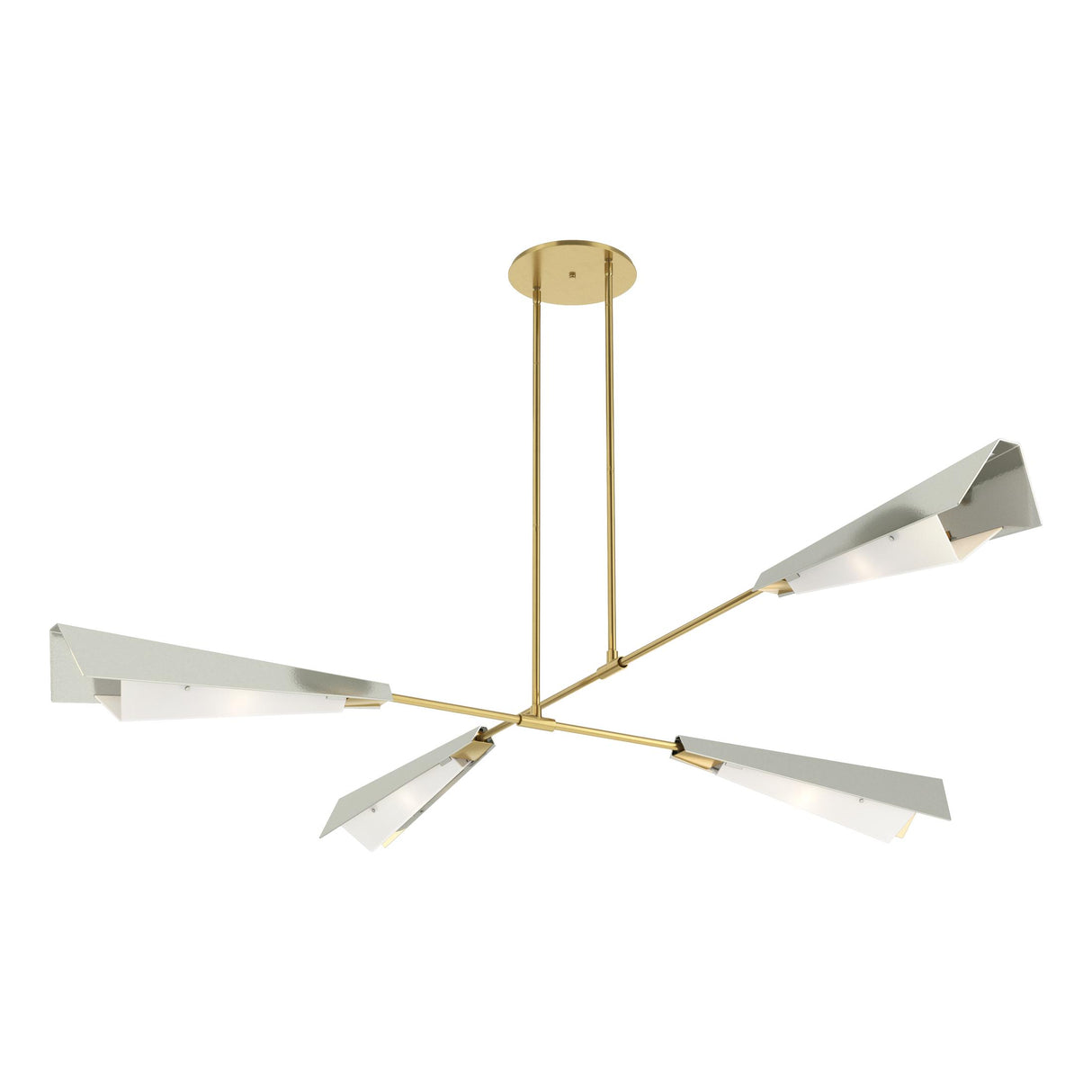 Hubbardton Forge 2024 Modern Brass Sterling White Art Glass (BB) Multi Vertex Large Pendant/Semi-Flush