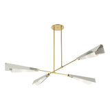 Hubbardton Forge 2024 Modern Brass Sterling White Art Glass (BB) Multi Vertex Large Pendant/Semi-Flush