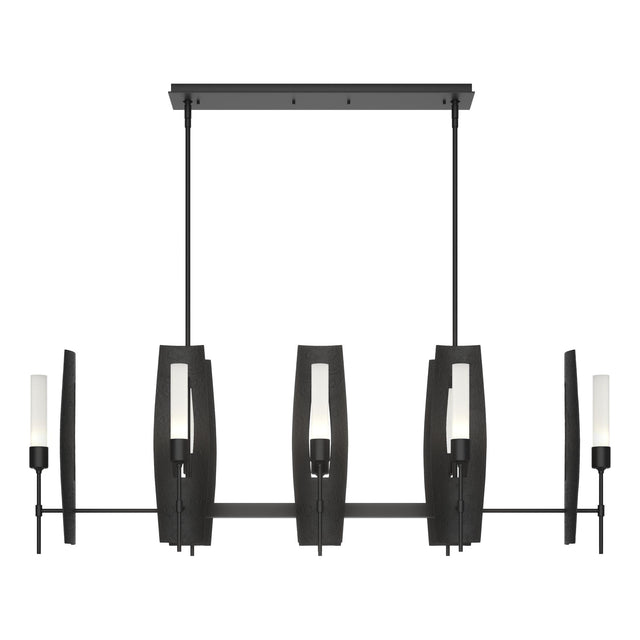 Hubbardton Forge 2024 Black Frosted Glass (FD) Multi Passage 8-Light Pendant