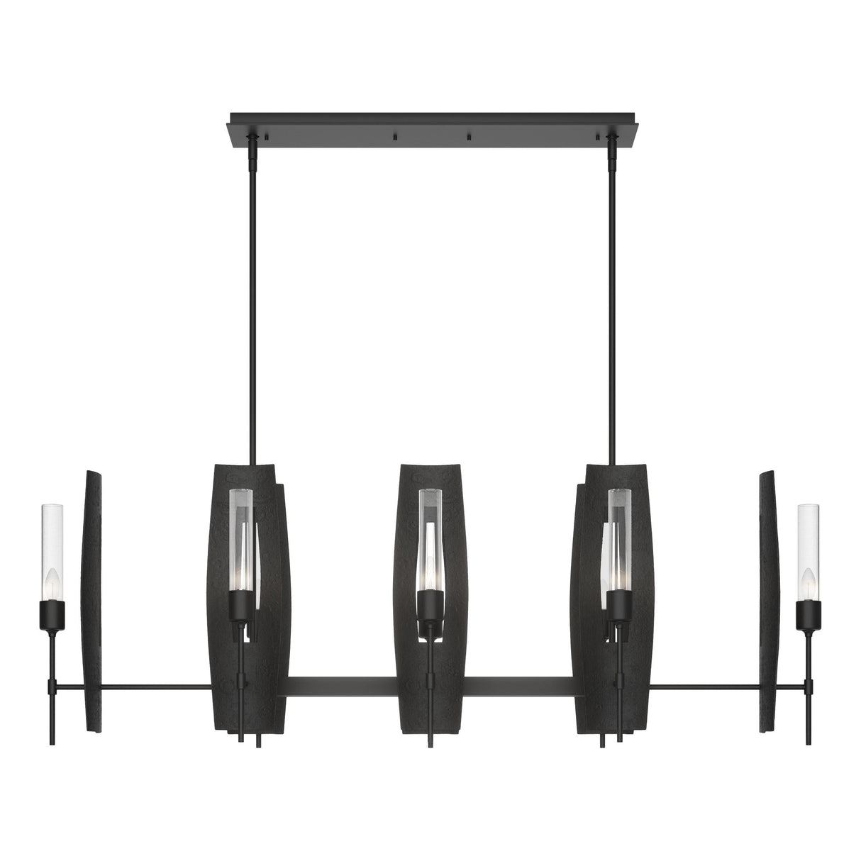 Hubbardton Forge 2024 Black Clear Glass (ZM) Multi Passage 8-Light Pendant