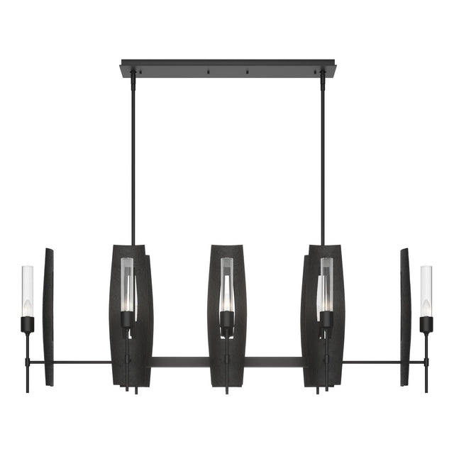 Hubbardton Forge 2024 Black Clear Glass (ZM) Multi Passage 8-Light Pendant