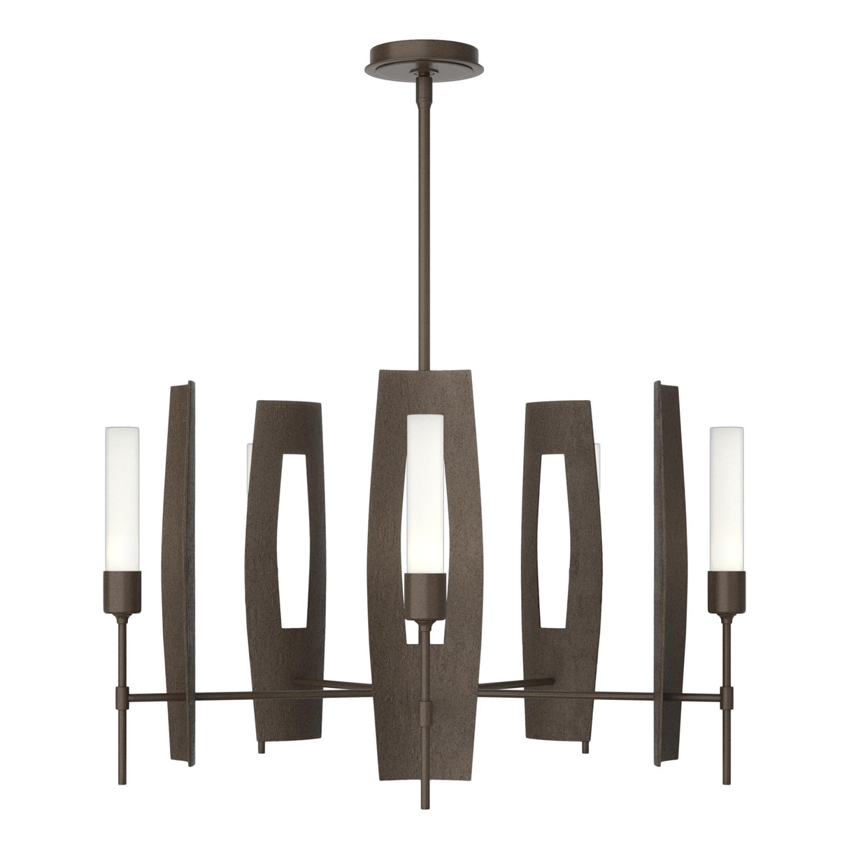 Hubbardton Forge 2024 Bronze Frosted Glass (FD) Multi Passage 5-Light Circular Pendant