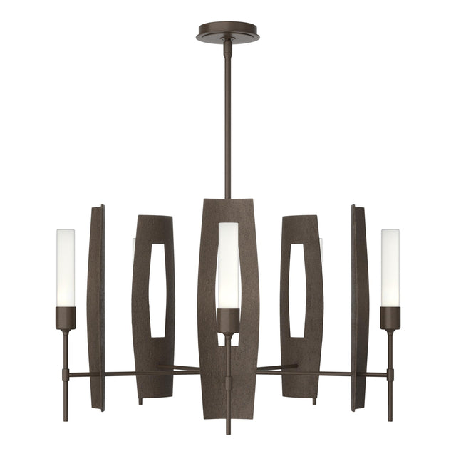 Hubbardton Forge 2024 Bronze Frosted Glass (FD) Multi Passage 5-Light Circular Pendant