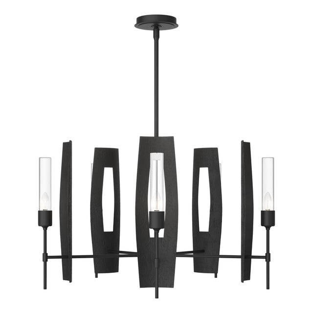Hubbardton Forge 2024 Black Clear Glass (ZM) Multi Passage 5-Light Circular Pendant