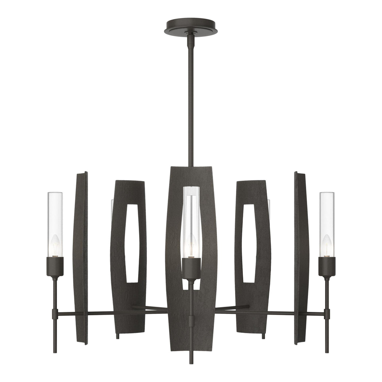 Hubbardton Forge 2024 Dark Smoke Clear Glass (ZM) Multi Passage 5-Light Circular Pendant