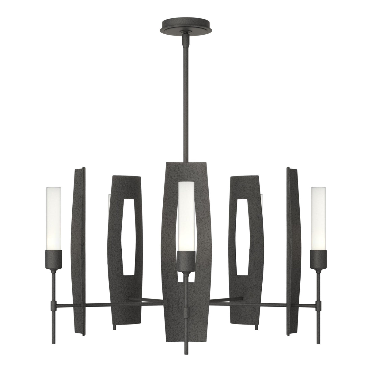 Hubbardton Forge 2024 Natural Iron Frosted Glass (FD) Multi Passage 5-Light Circular Pendant