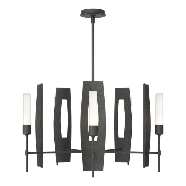 Hubbardton Forge 2024 Natural Iron Frosted Glass (FD) Multi Passage 5-Light Circular Pendant