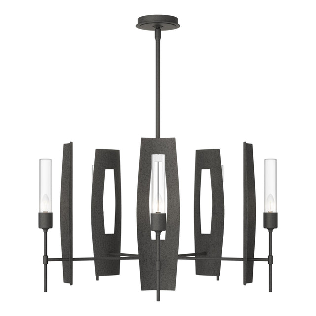 Hubbardton Forge 2024 Natural Iron Clear Glass (ZM) Multi Passage 5-Light Circular Pendant