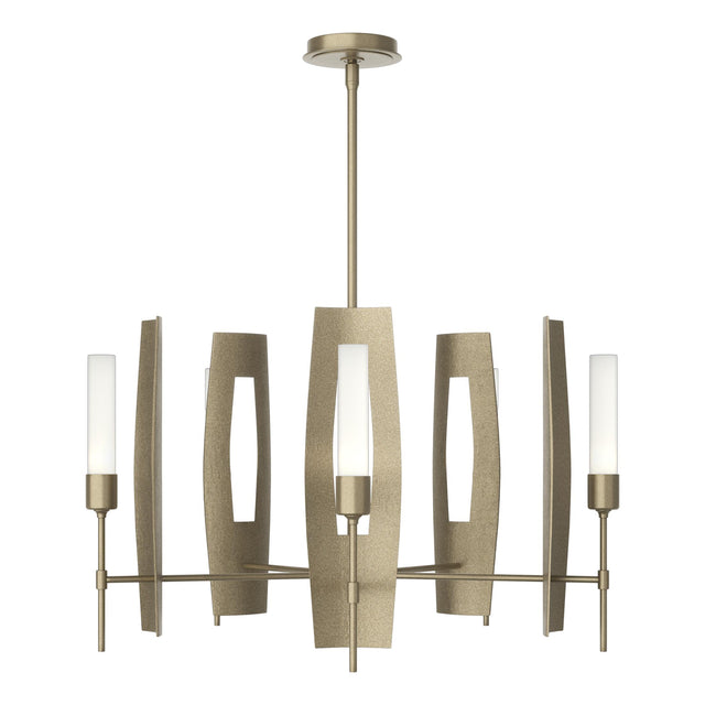 Hubbardton Forge 2024 Soft Gold Frosted Glass (FD) Multi Passage 5-Light Circular Pendant
