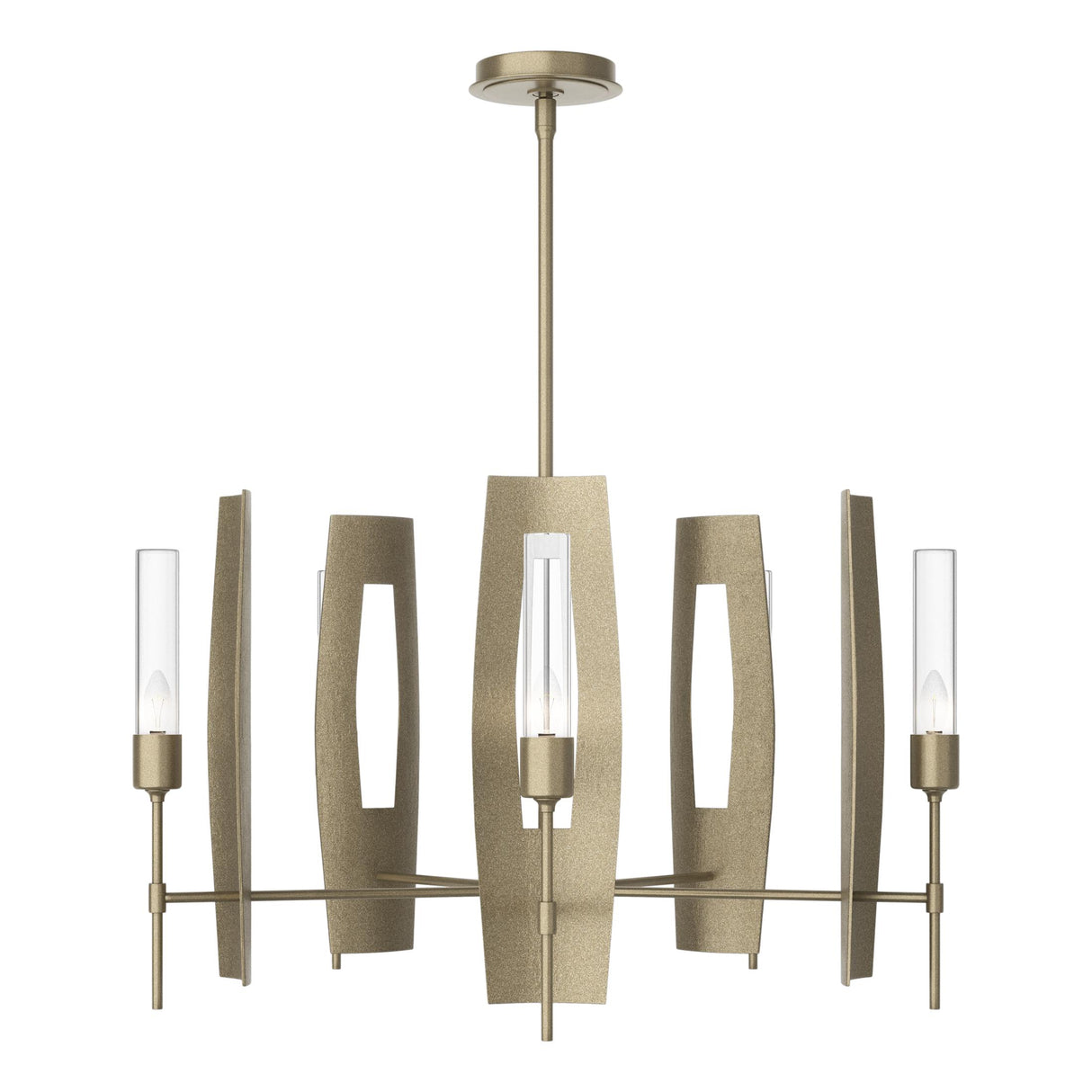 Hubbardton Forge 2024 Soft Gold Clear Glass (ZM) Multi Passage 5-Light Circular Pendant
