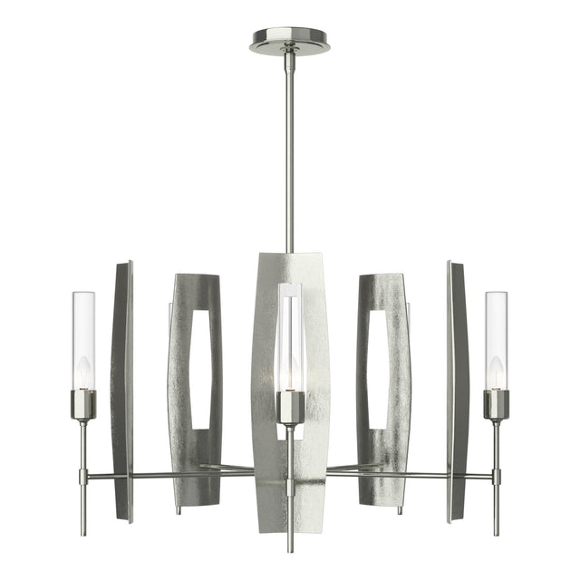 Hubbardton Forge 2024 Sterling Clear Glass (ZM) Multi Passage 5-Light Circular Pendant