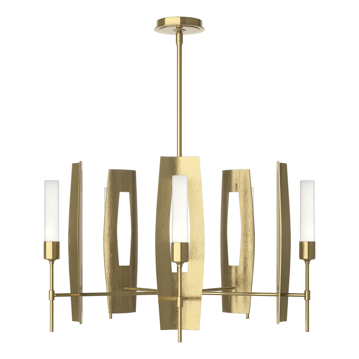 Hubbardton Forge 2024 Modern Brass Frosted Glass (FD) Multi Passage 5-Light Circular Pendant