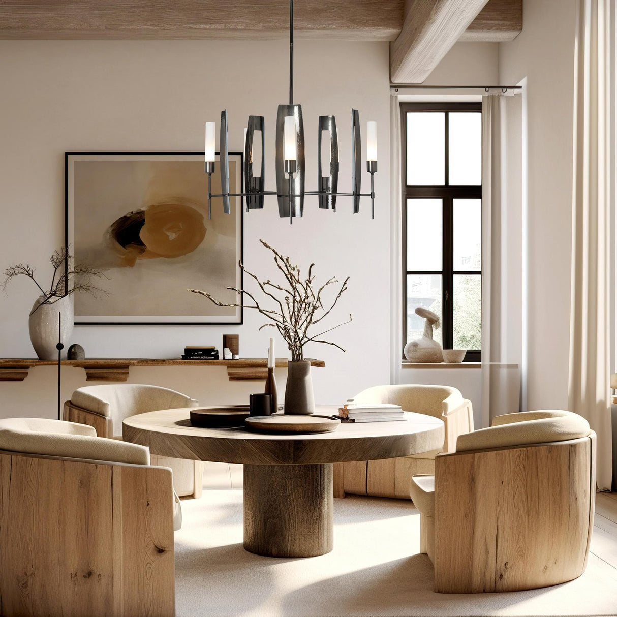 Hubbardton Forge 2024 Ink Frosted Glass (FD) Multi Passage 5-Light Circular Pendant