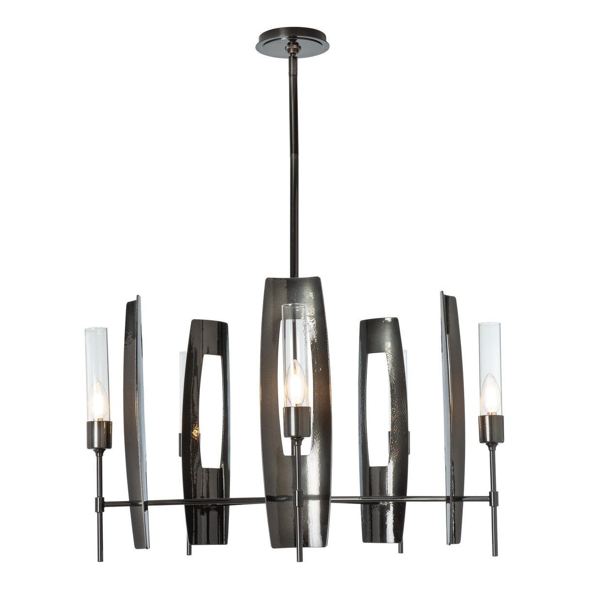 Hubbardton Forge 2024 Ink Clear Glass (ZM) Multi Passage 5-Light Circular Pendant