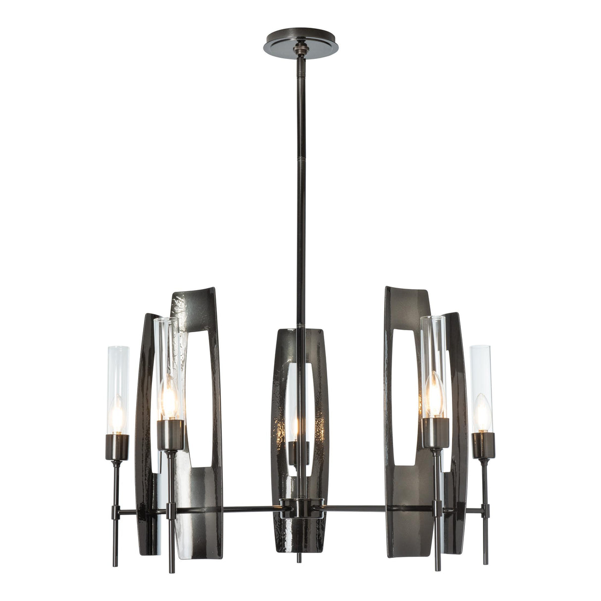 Hubbardton Forge 2024 Ink Clear Glass (ZM) Multi Passage 5-Light Circular Pendant