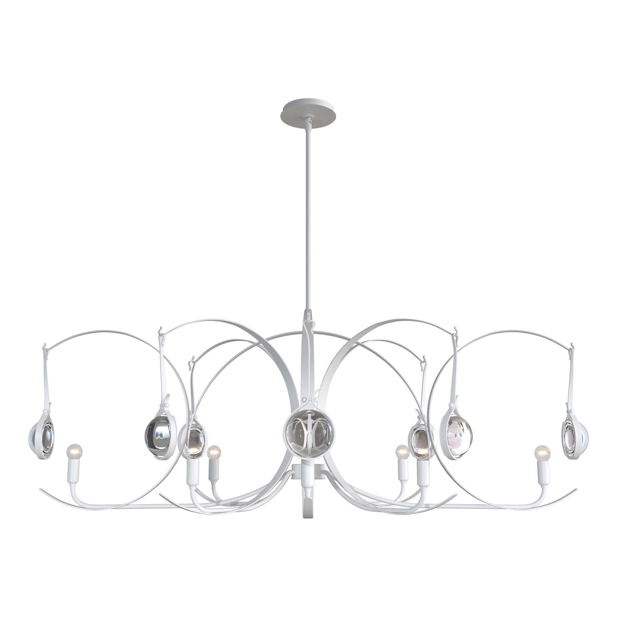 Hubbardton Forge 2024 White White Clear Glass (ZM) Multi Optic 8-Light Oval Pendant