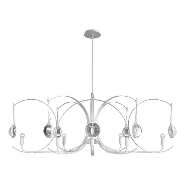 Hubbardton Forge 2024 White White Clear Glass (ZM) Multi Optic 8-Light Oval Pendant