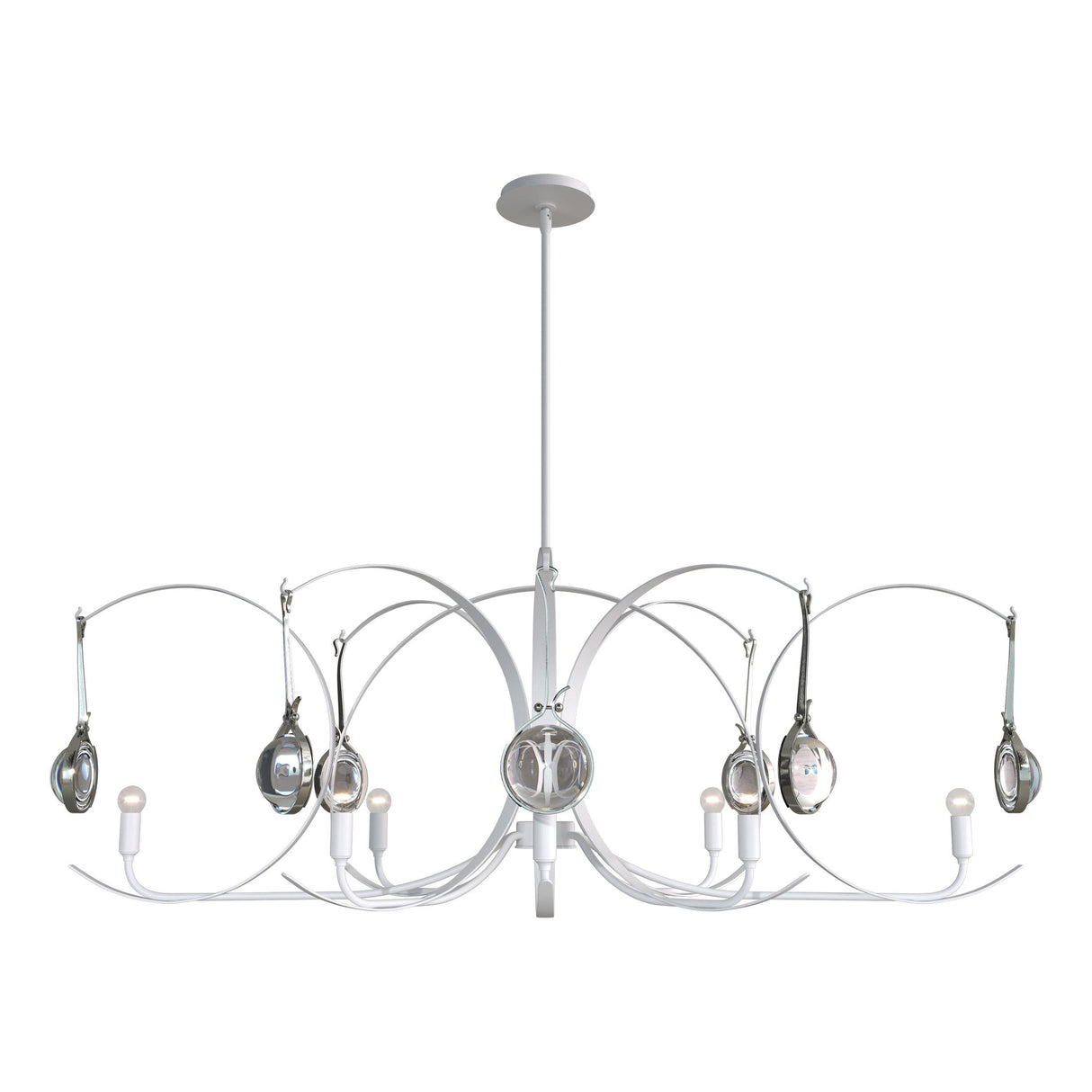 Hubbardton Forge 2024 White Sterling Clear Glass (ZM) Multi Optic 8-Light Oval Pendant