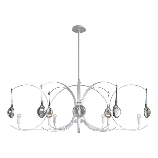 Hubbardton Forge 2024 White Sterling Clear Glass (ZM) Multi Optic 8-Light Oval Pendant