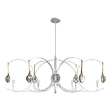 Hubbardton Forge 2024 White Modern Brass Clear Glass (ZM) Multi Optic 8-Light Oval Pendant