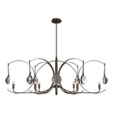 Hubbardton Forge 2024 Bronze Bronze Clear Glass (ZM) Multi Optic 8-Light Oval Pendant