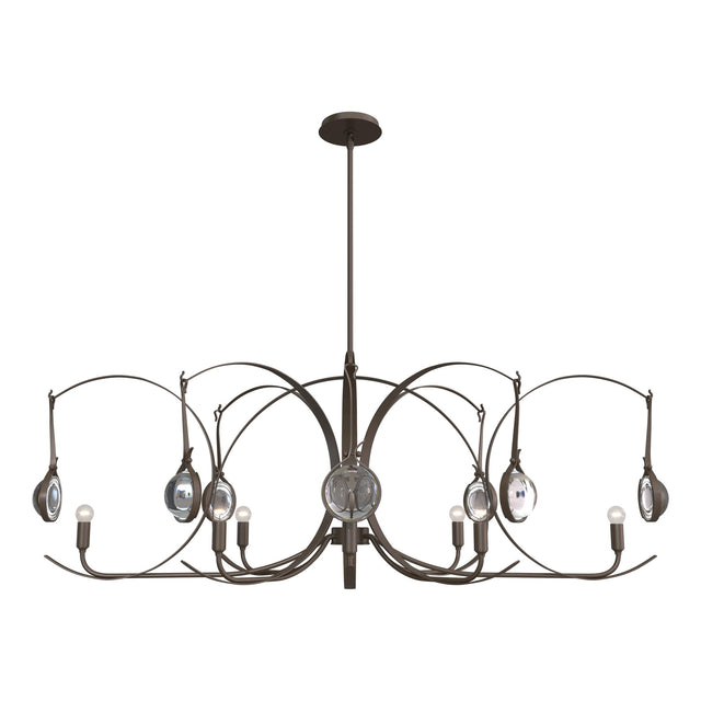 Hubbardton Forge 2024 Bronze Bronze Clear Glass (ZM) Multi Optic 8-Light Oval Pendant