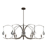 Hubbardton Forge 2024 Bronze Sterling Clear Glass (ZM) Multi Optic 8-Light Oval Pendant