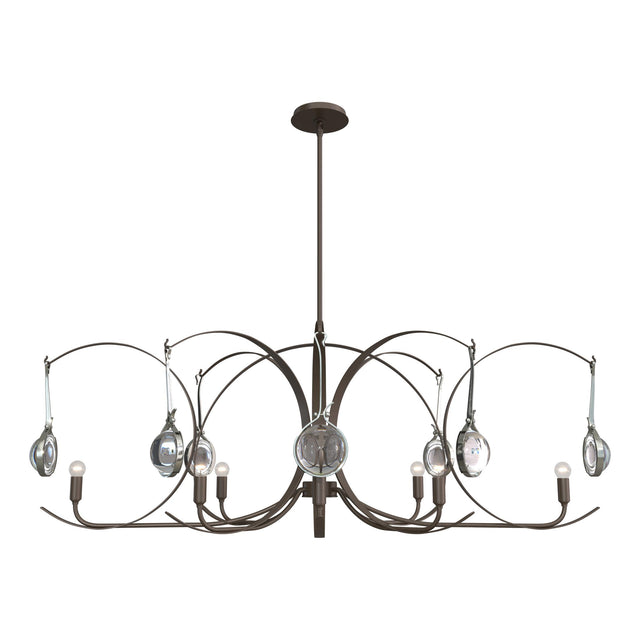 Hubbardton Forge 2024 Bronze Sterling Clear Glass (ZM) Multi Optic 8-Light Oval Pendant