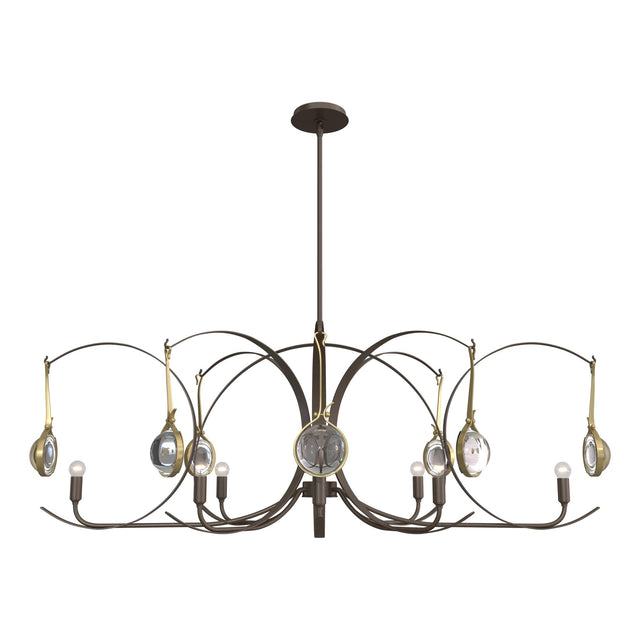 Hubbardton Forge 2024 Bronze Modern Brass Clear Glass (ZM) Multi Optic 8-Light Oval Pendant
