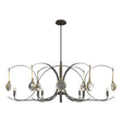Hubbardton Forge 2024 Dark Smoke Modern Brass Clear Glass (ZM) Multi Optic 8-Light Oval Pendant
